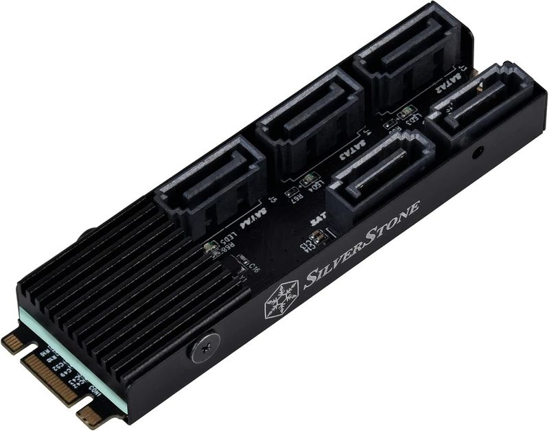 SilverStone Technology PCIe Storage Expansion Card SST-ECS07-5 Port SATA Gen3-6Gb/s-Non-RAID-M.2