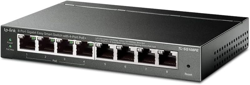 TP-Link TL-SG108PE Easy Smart 8 Port Gigabit Switch with 4 PoE+ Ports (64 Watts)